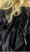 Fringed black faux leather jacket