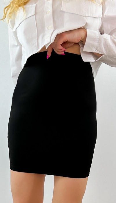 Siyah yüksek bel mini etek