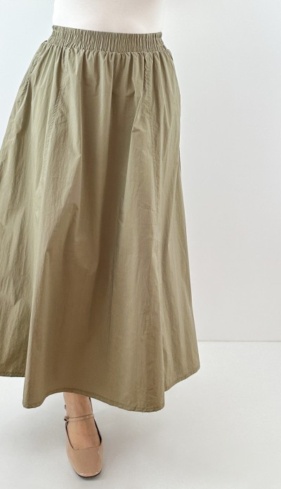Vizon renk maxi poplin etek