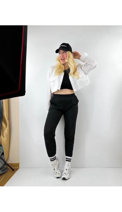 Siyah slim kalıp eşofman altı