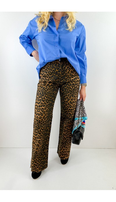 Leopar desen palazzo kot pantolon