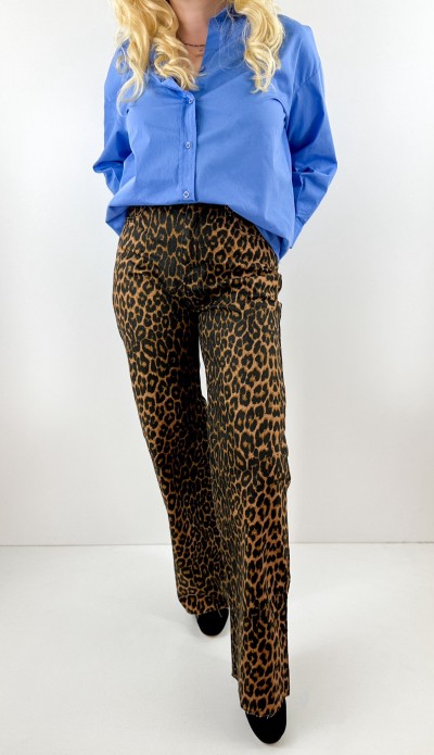 Leopar desen palazzo kot pantolon