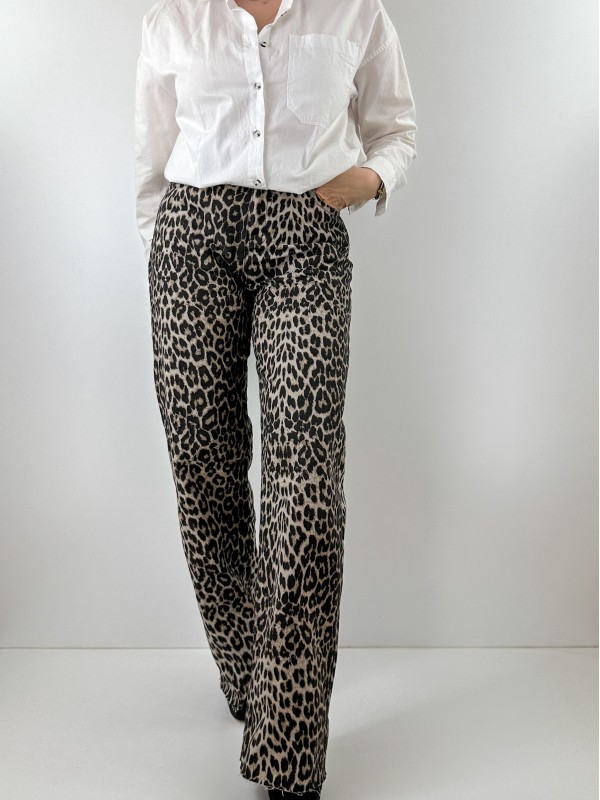 Leopard print palazzo jeans