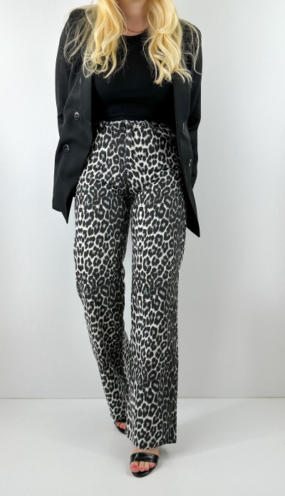 Leopar desen palazzo kot pantolon