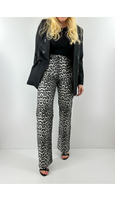 Leopar desen palazzo kot pantolon