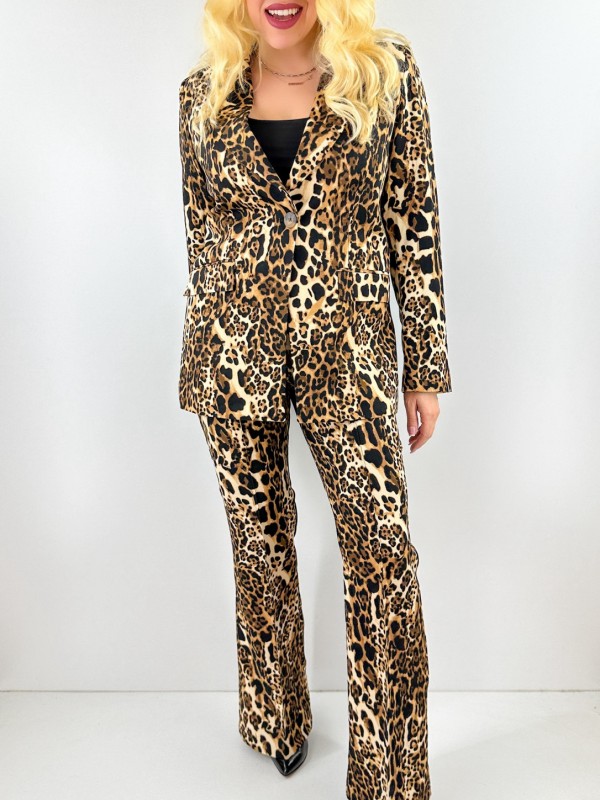 Leopar print jacket pant set