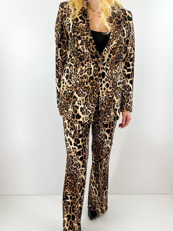 Leopar print jacket pant set