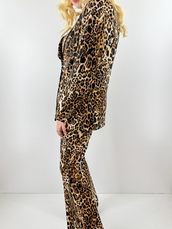 Leopar print jacket pant set