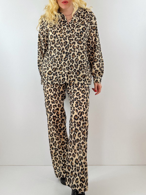Leopar desen gömlek pantolon takım