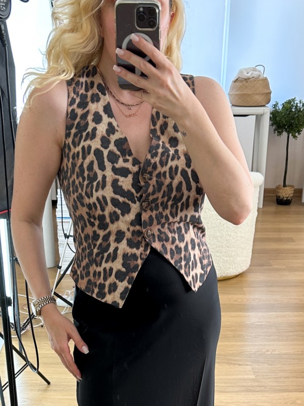Leopard print vest