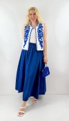 Blue embroidery detailed vest