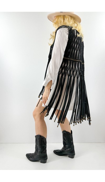 Püskül örme tasarım yelek