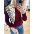 Gold button detailed burgundy knit blouse