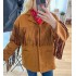 Brown suede fringed jacket