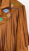 Embroidery detailed suede fringed jacket