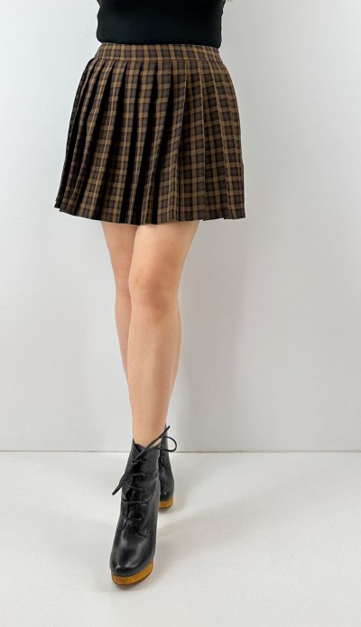 Ekose desen pliseli etek