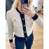 Gold button detailed creme cardigan