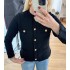 Gold button detailed black cardigan