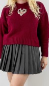 Heart shaped cut out burgandy jumper