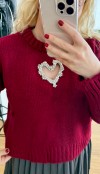Heart shaped cut out burgandy jumper