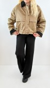 Collar and cuff velvet detailed coat