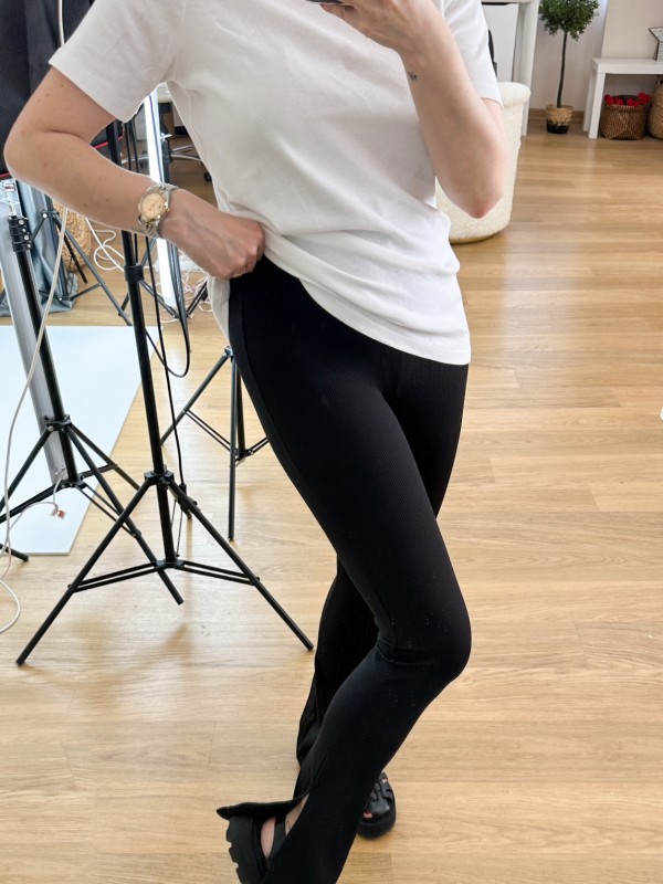 Black flare pants with  slit detailed