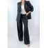 Dark gray white striped jacket pants set