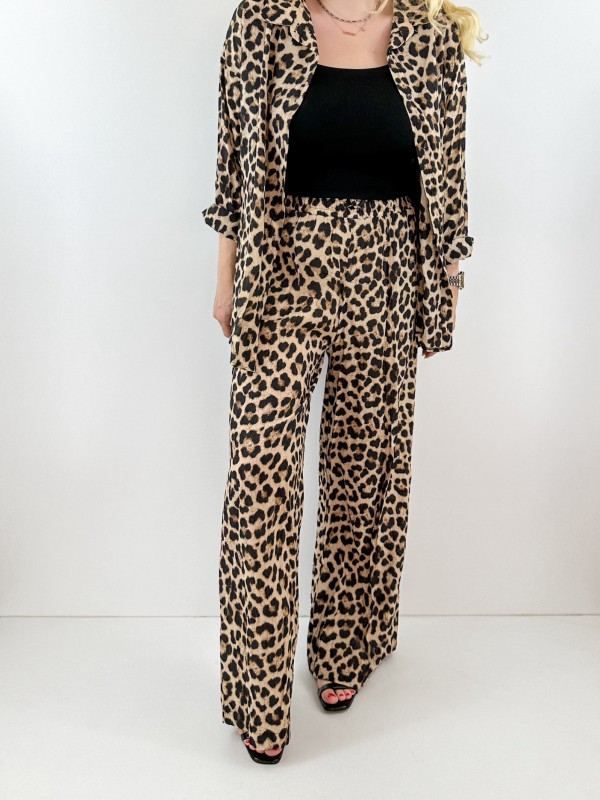 Leopard print shirt pants set
