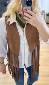 Brown fringed suede vest