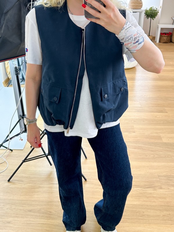 Navy relaxed model vest