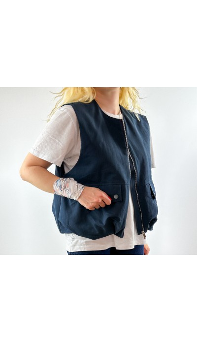 Lacivert rahat kalıp yelek