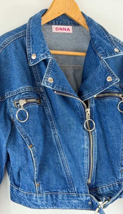 Mavi kemerli kot ceket