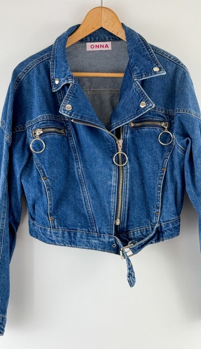 Mavi kemerli kot ceket