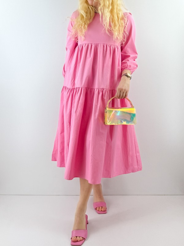 Pink poplin maxi dress