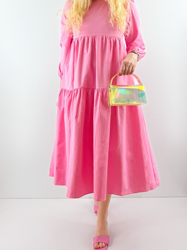 Pink poplin maxi dress