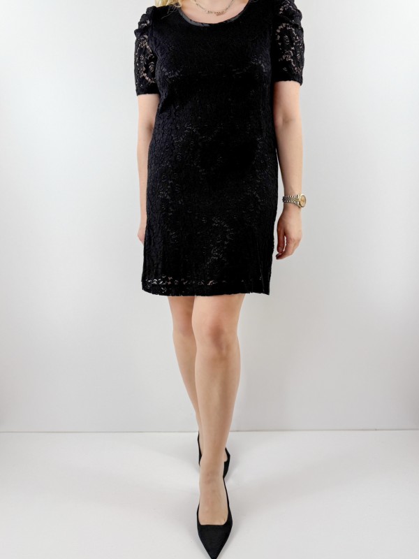 Black midi lace dress