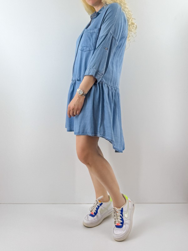 Kot asimetrik denim elbise