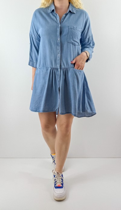 Kot asimetrik denim elbise