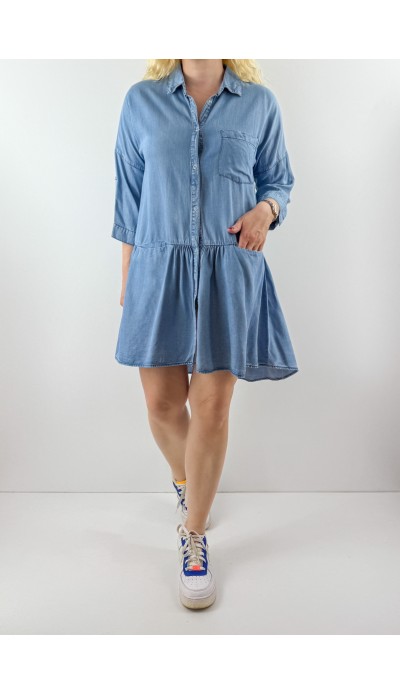 Kot asimetrik denim elbise