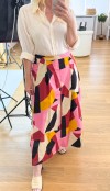 Geometrik desen maxi poplin etek