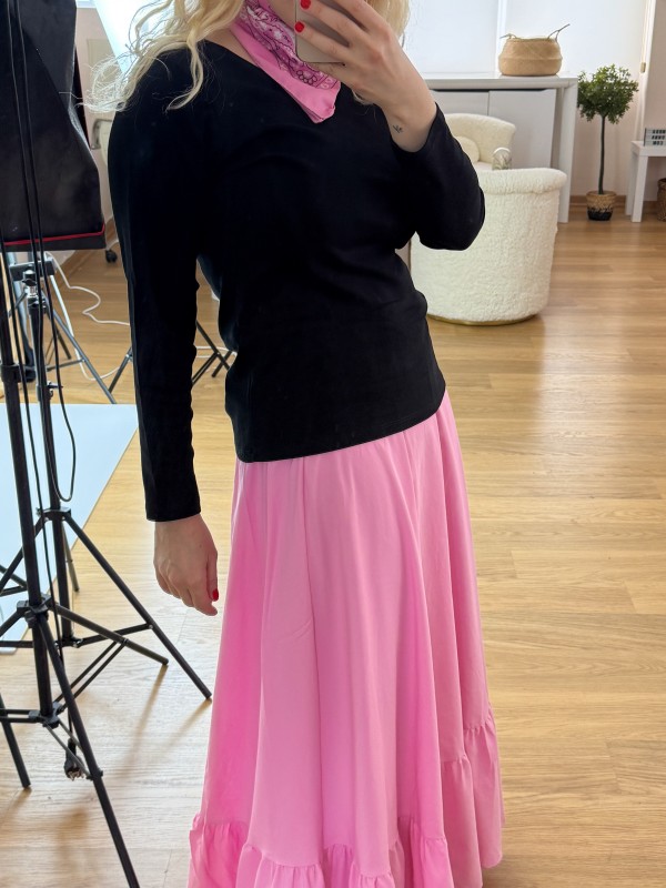 Pembe kloş maxi etek