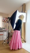 Pembe kloş maxi etek