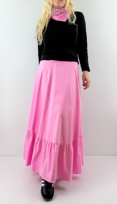 Pembe kloş maxi etek