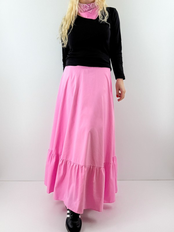 Pembe kloş maxi etek