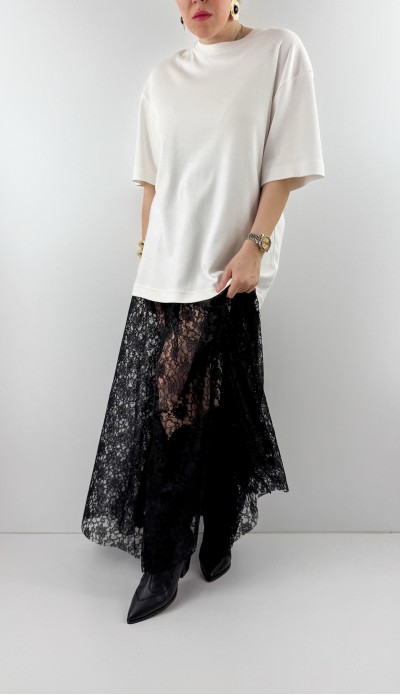 Siyah dantel maxi etek