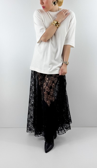 Siyah dantel maxi etek