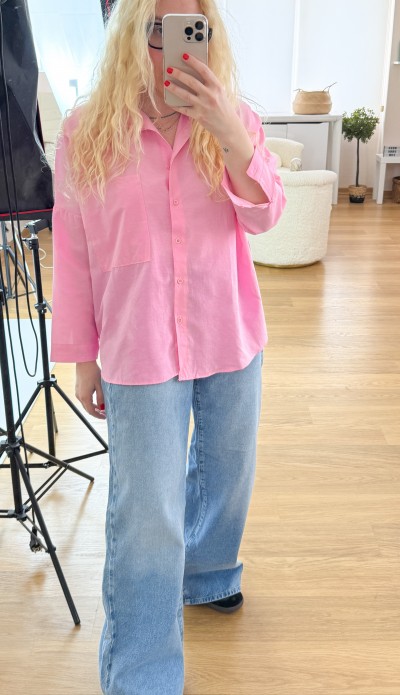 Pembe pamuklu gömlek