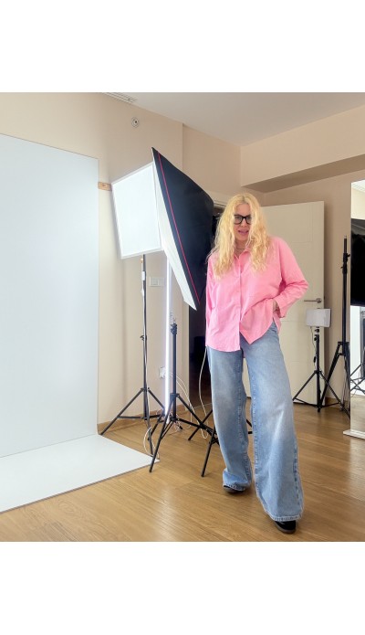 Pembe pamuklu gömlek