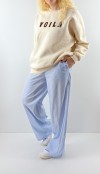 White striped poplin pants