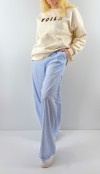 White striped poplin pants